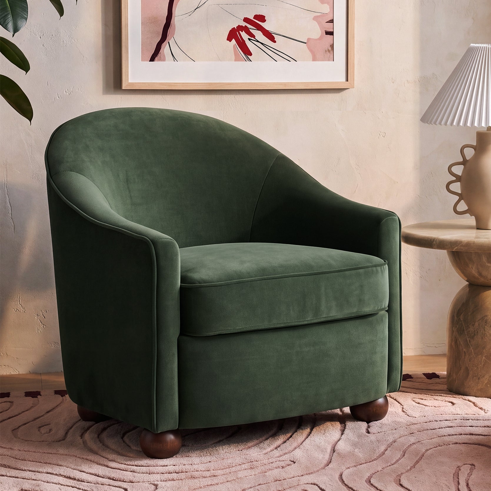 Cettie Performance Velvet Accent Chair - Green - Image 2