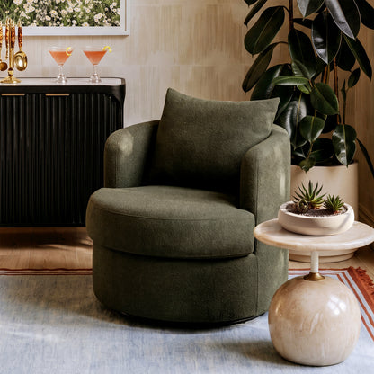 Silvi Performance Boucle Swivel Accent Chair - Kale Green - Image 1