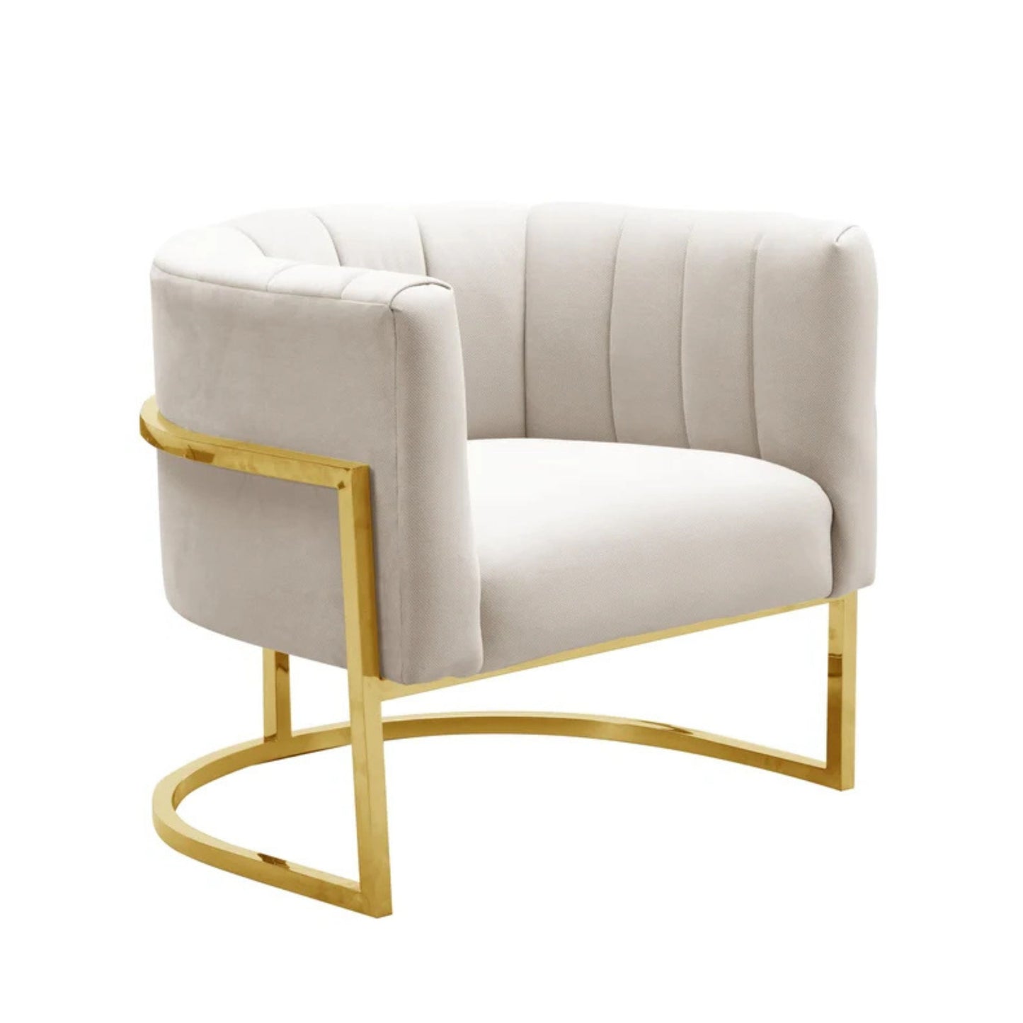 Magnolia Spotted Cream Performance Velvet Accent Chair - Image 1