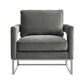 Avery Performance Velvet Accent Chair - Grey - Image 3