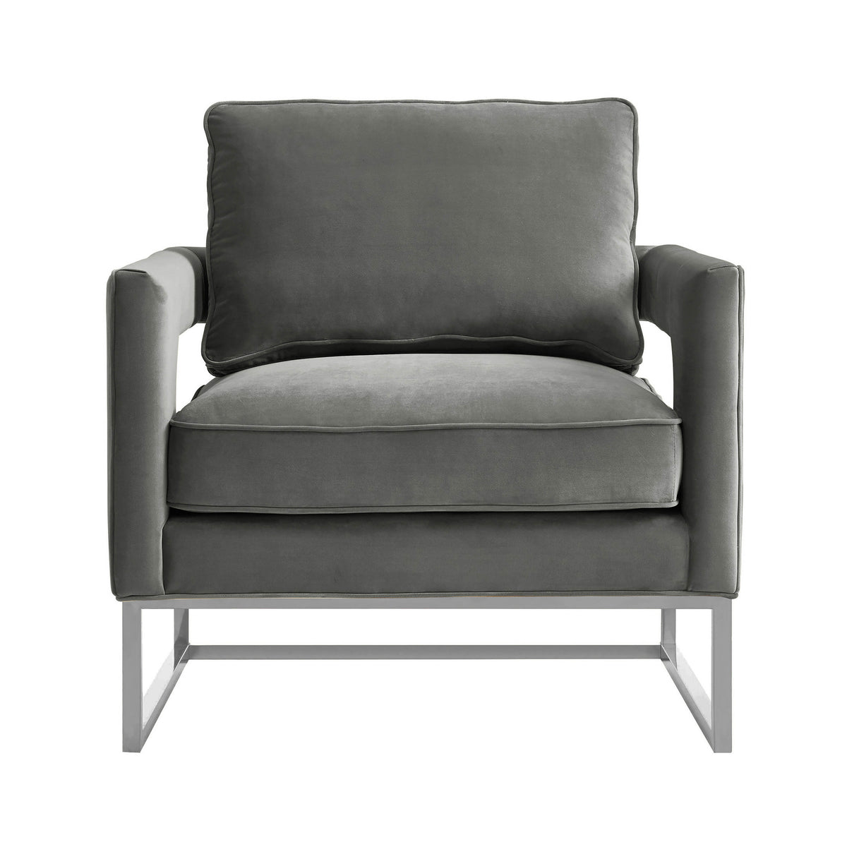 Avery Performance Velvet Accent Chair - Grey - Image 3