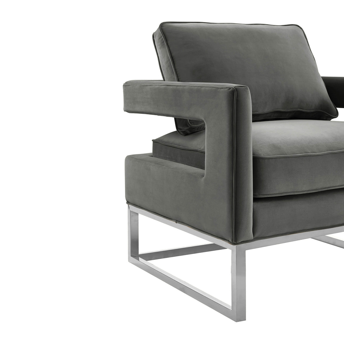 Avery Performance Velvet Accent Chair - Grey - Image 5