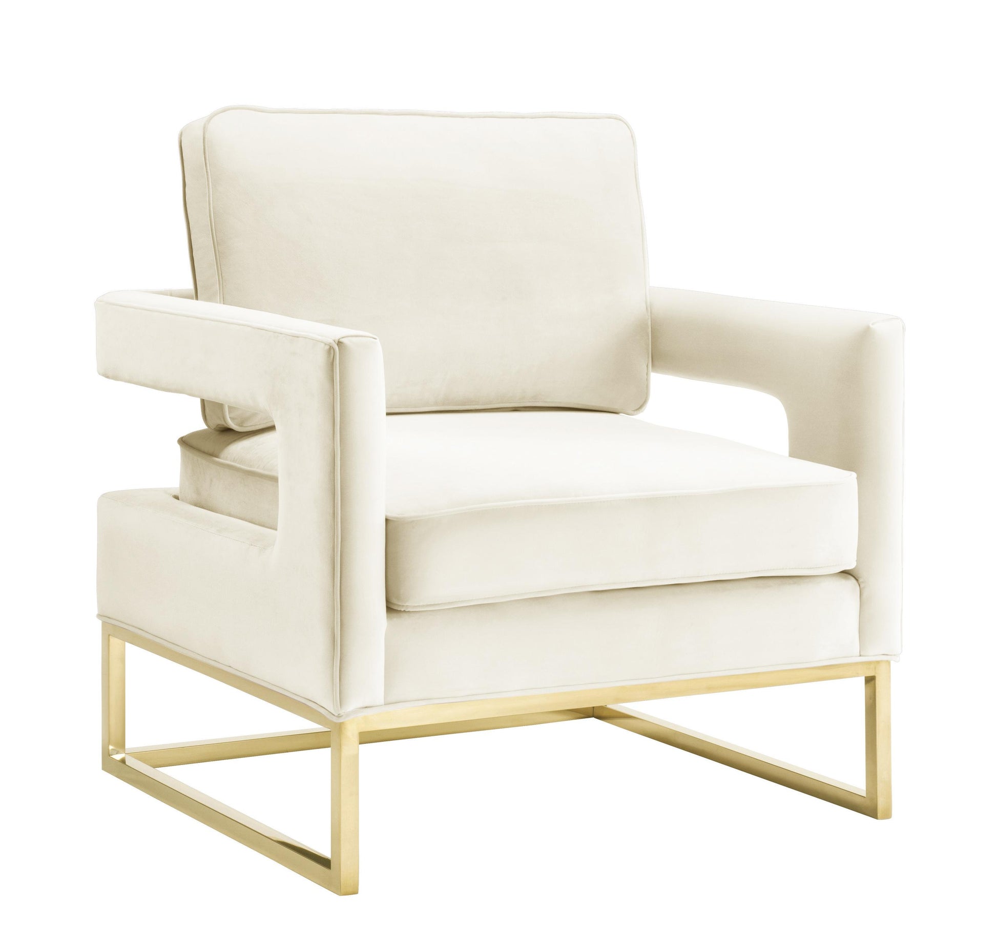Avery Performance Velvet Accent Chair - Cream - Image 1
