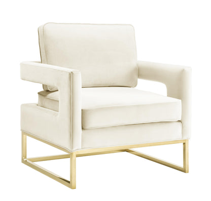 Avery Performance Velvet Accent Chair - Cream - Image 1