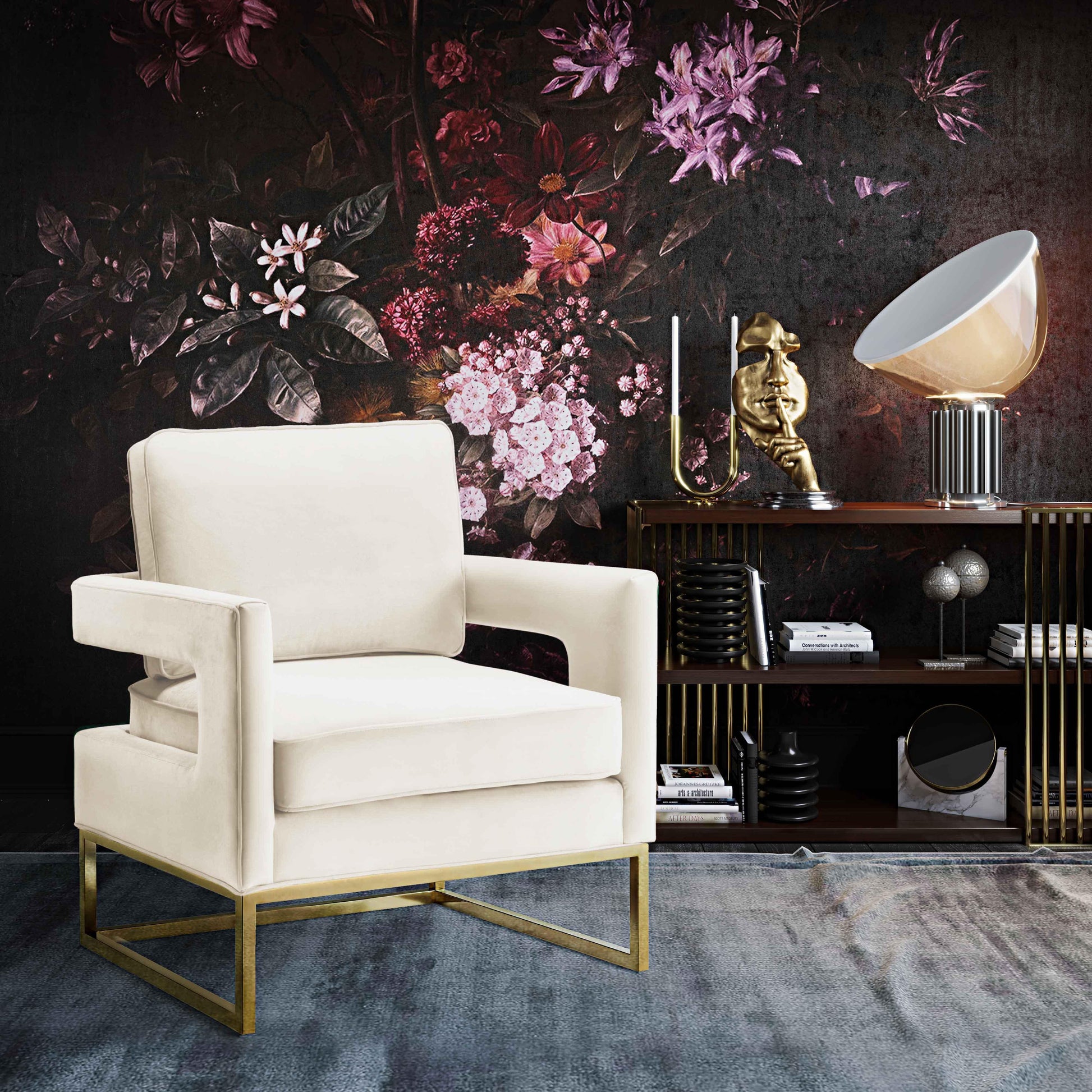 Avery Performance Velvet Accent Chair - Cream - Image 2