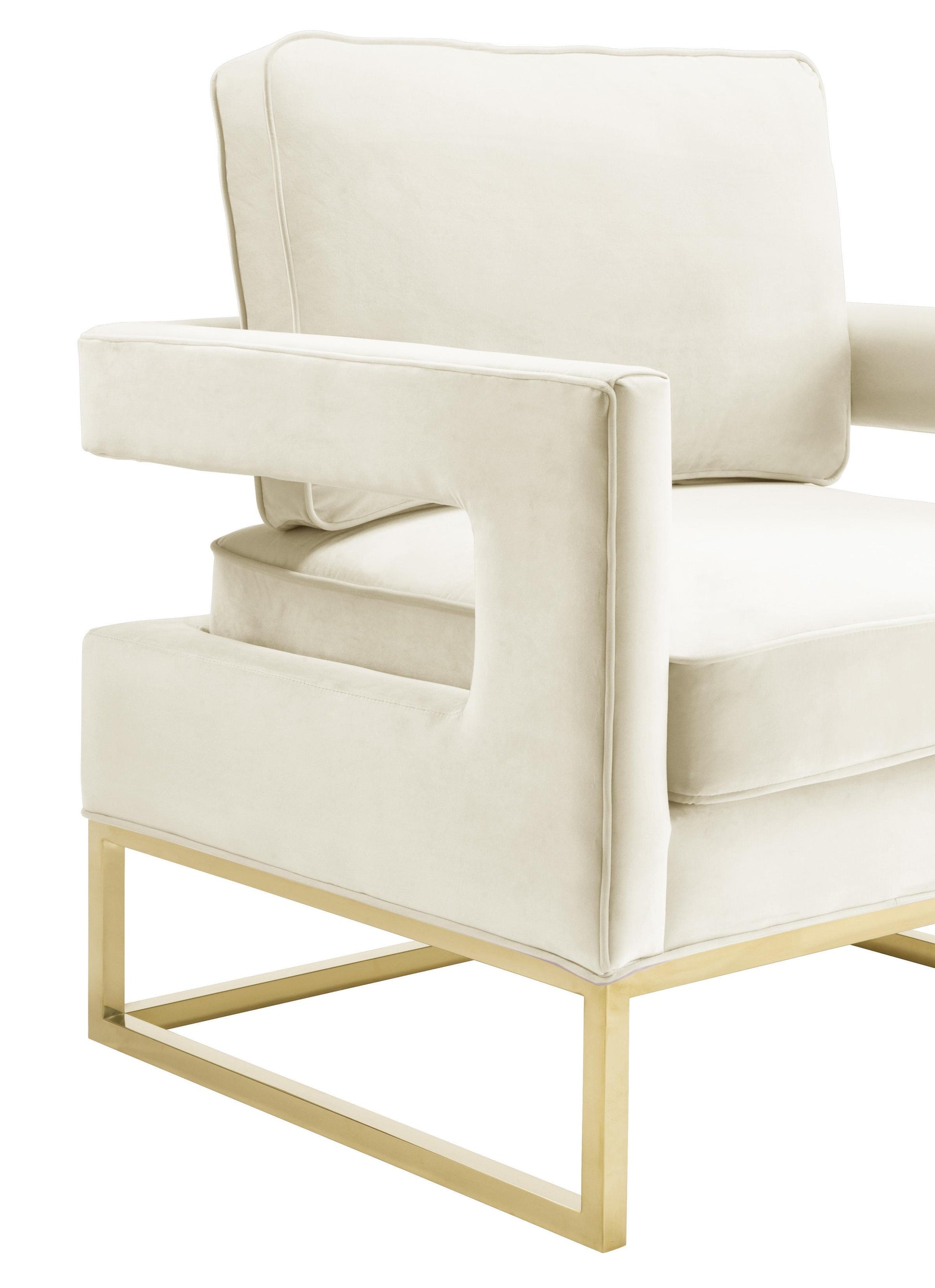 Avery Performance Velvet Accent Chair - Cream - Image 4