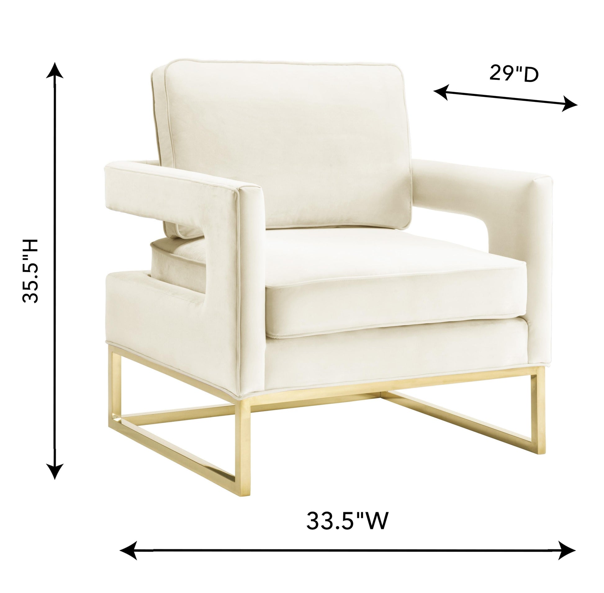 Avery Performance Velvet Accent Chair - Cream - Image 7