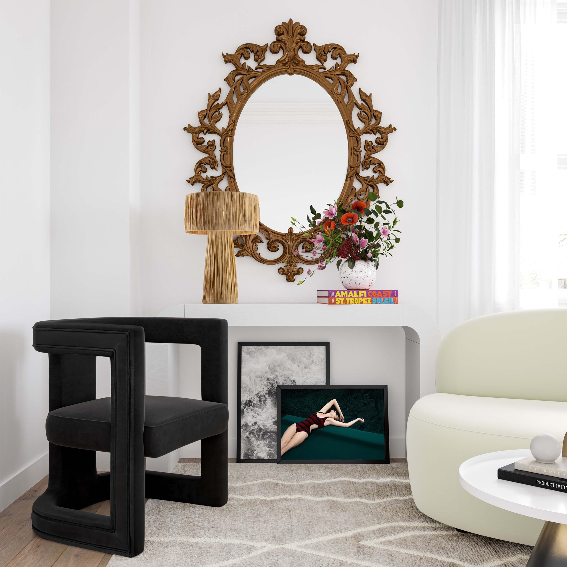 Ada Performance Velvet Accent Chair - Black - Image 2