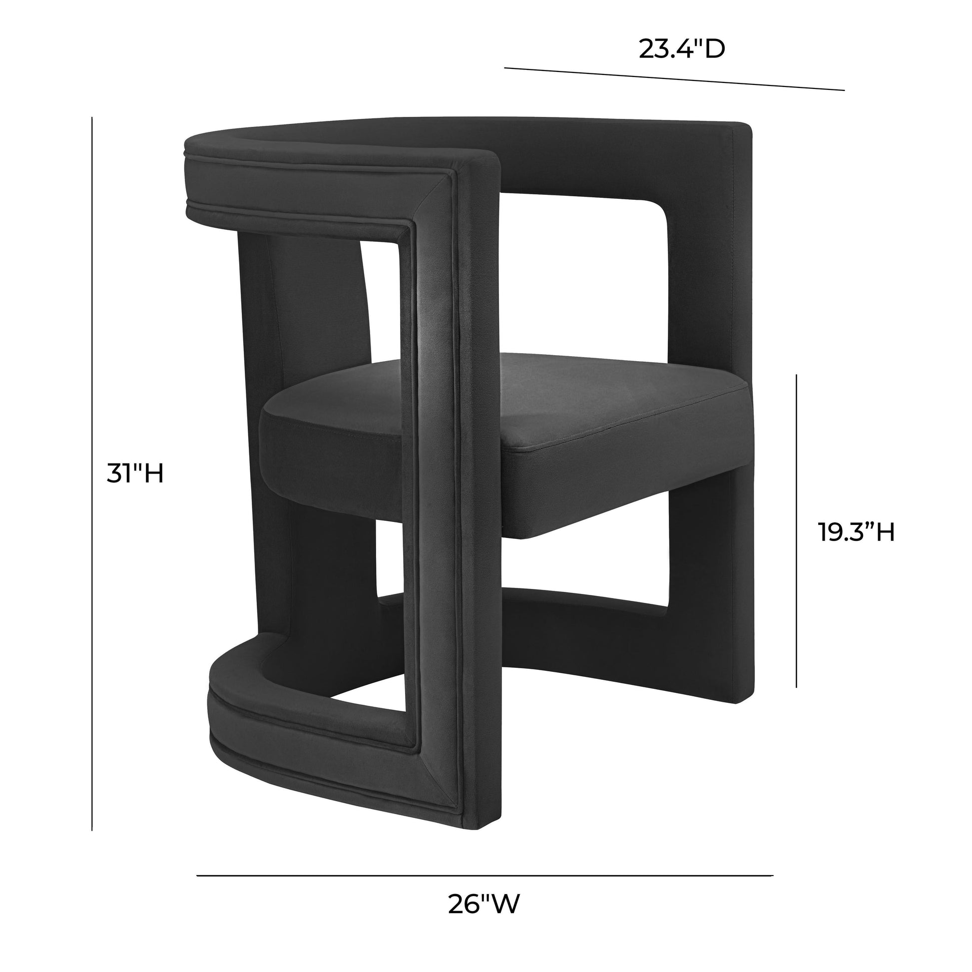 Ada Performance Velvet Accent Chair - Black - Image 5