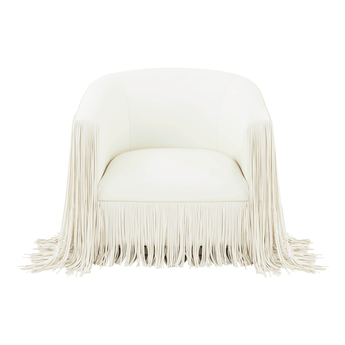 Shag Me Performance Vegan Leather Swivel Accent Chair - Ivory - Image 3