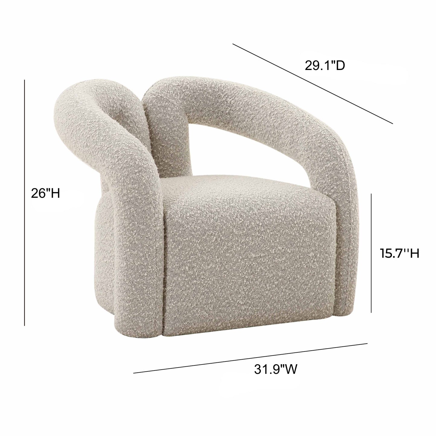 Jenn Speckled Performance Boucle Accent Chair - Image 6