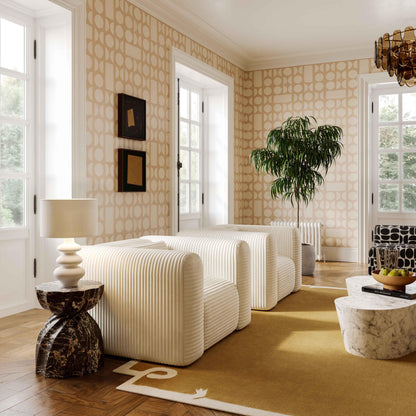 Tarra Fluffy Oversized Performance Corduroy Accent Chair - Cream - Image 1
