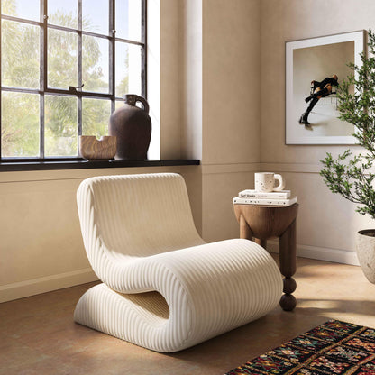 Senna Performance Oversized Corduroy Accent Chair - Cream - Image 1