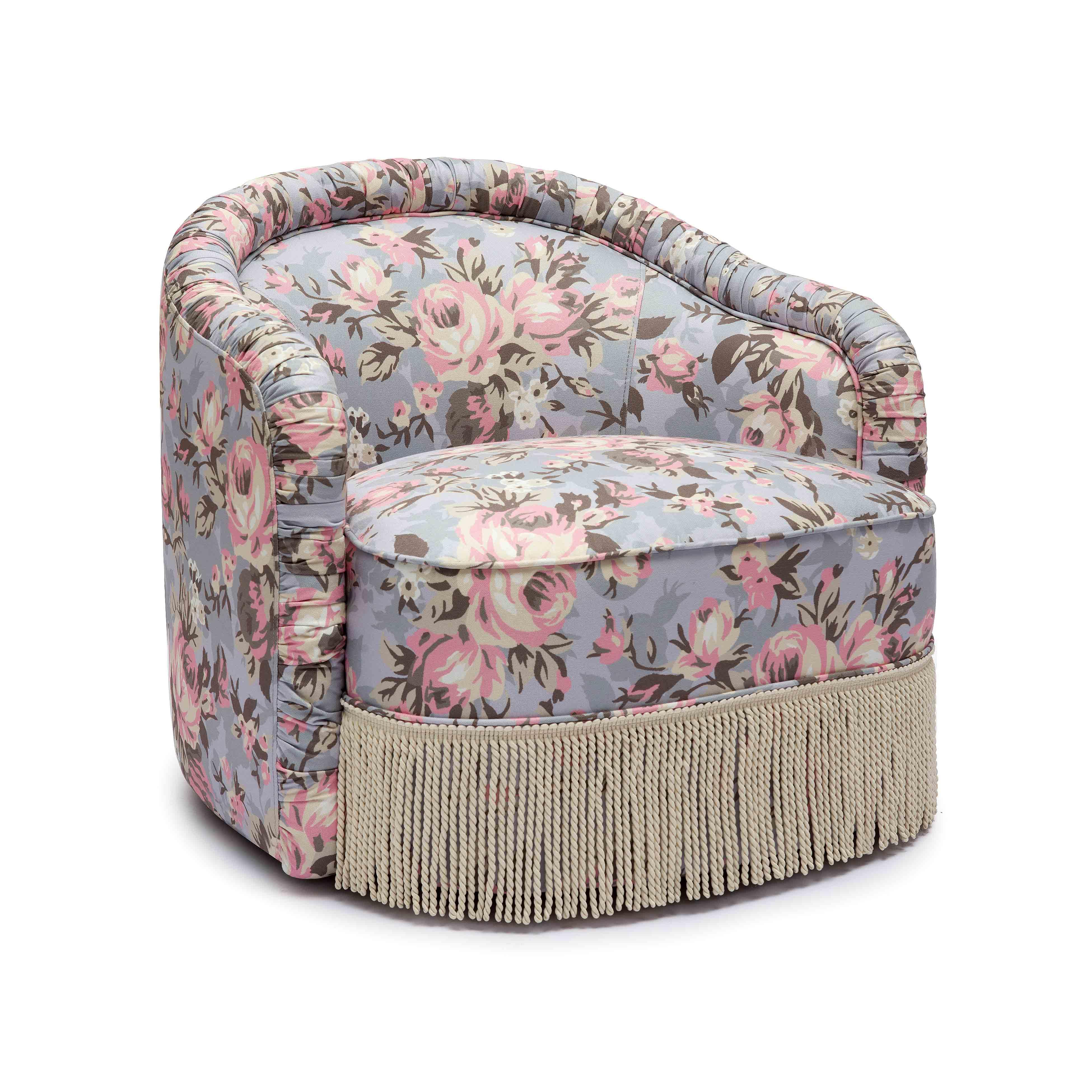 Pamela Spring Floral Print Tasseled Lounge Chair TOV Furniture