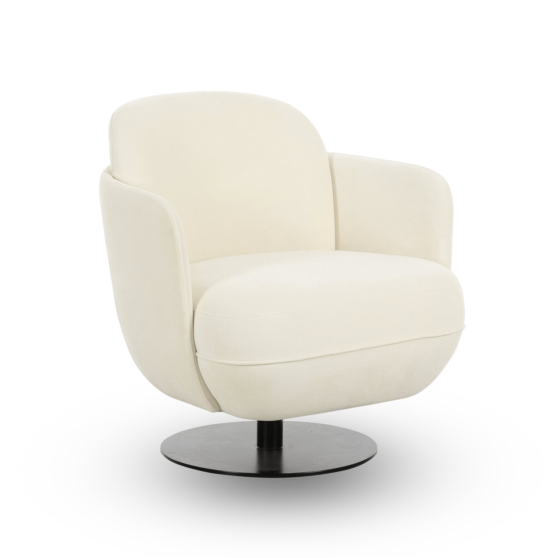 Solange Performance Velvet Swivel Accent Chair - Cream - Image 3