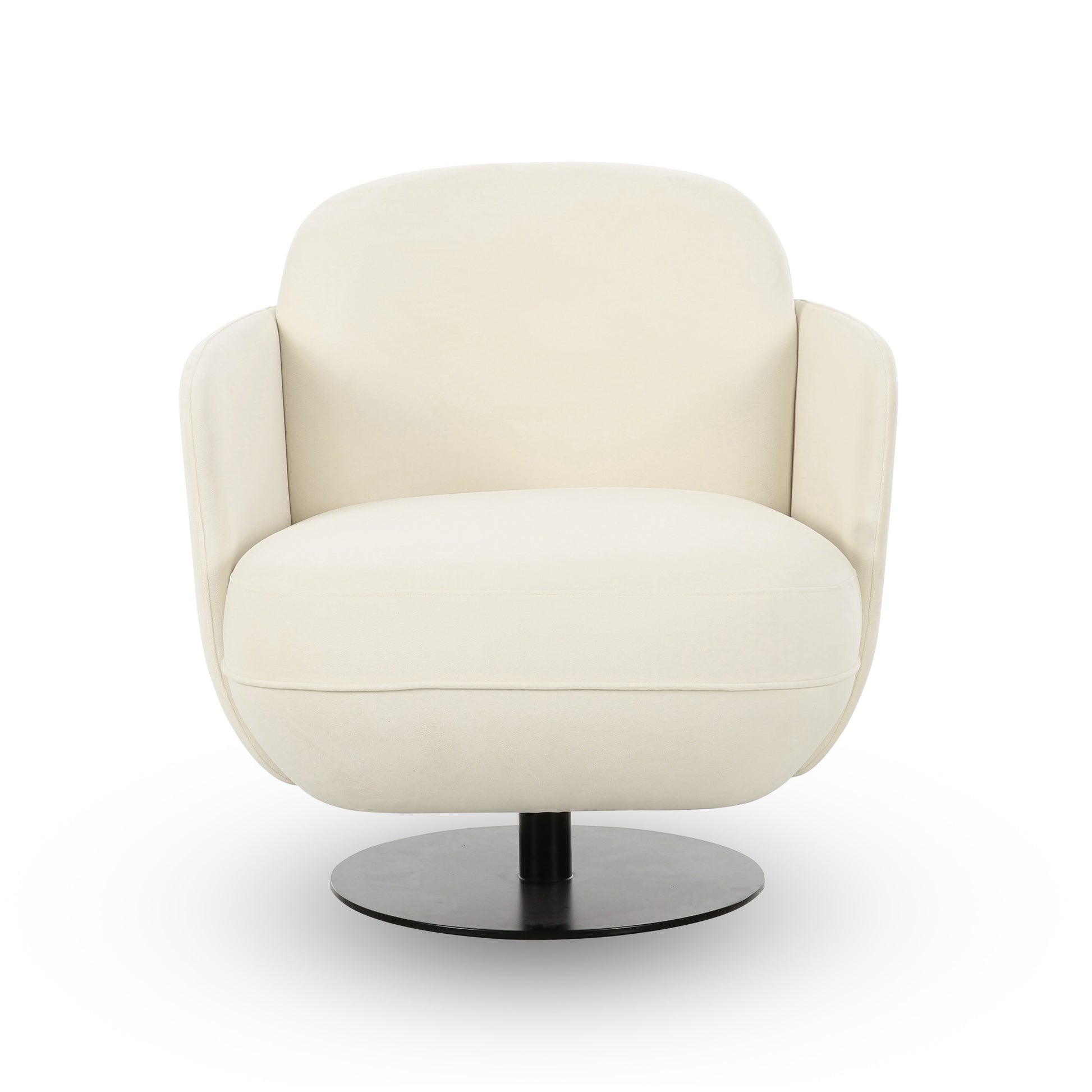 Solange Performance Velvet Swivel Accent Chair - Cream - Image 1