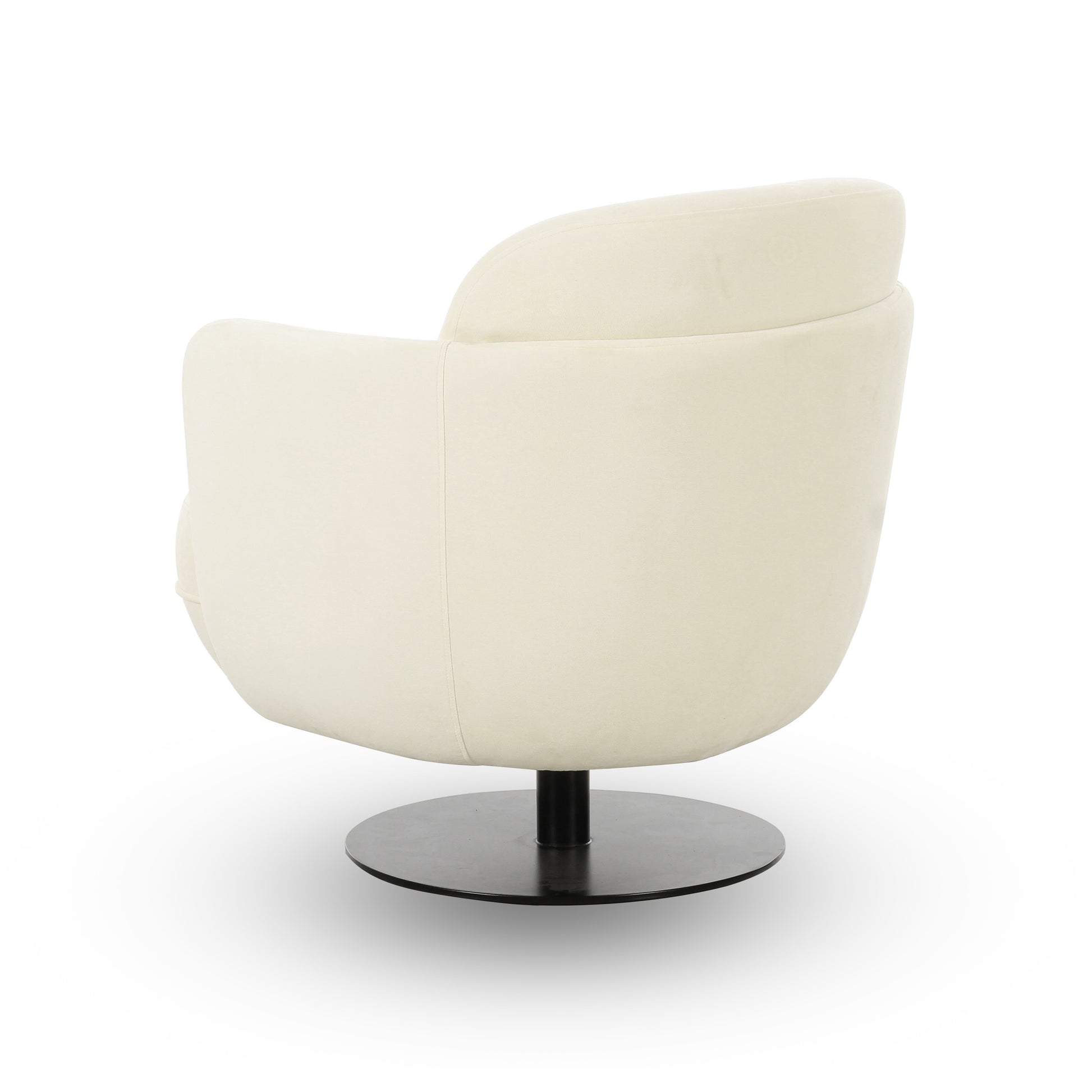Solange Performance Velvet Swivel Accent Chair - Cream - Image 4