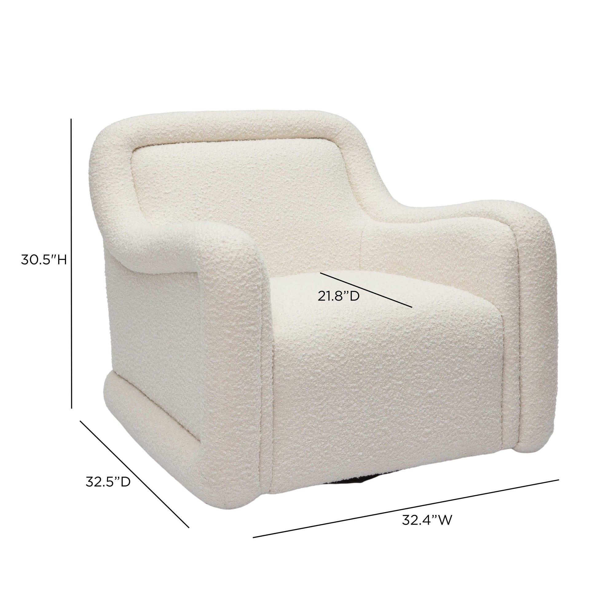 Charli Performance Boucle Swivel Chair - Cream - Image 6
