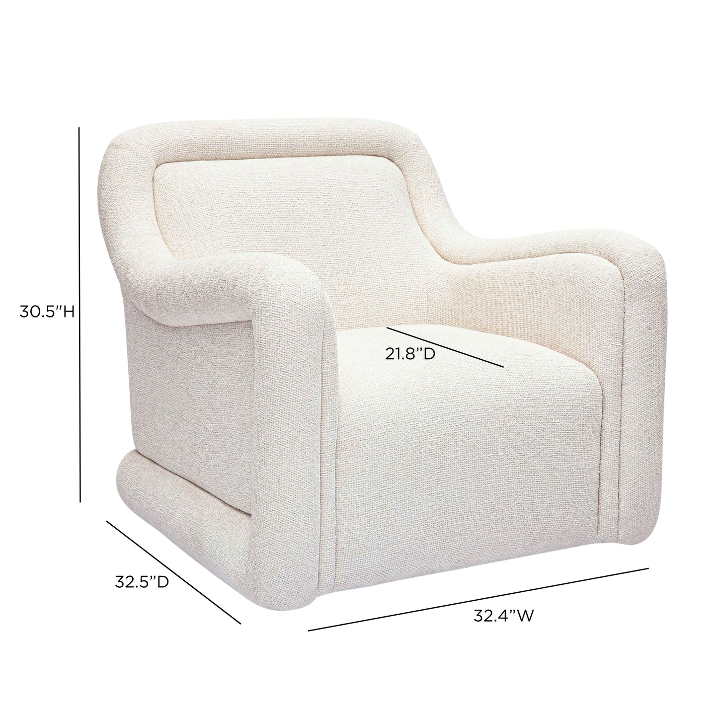 Charli Cream Performance Basketweave Chenille Swivel Chair - Image 7