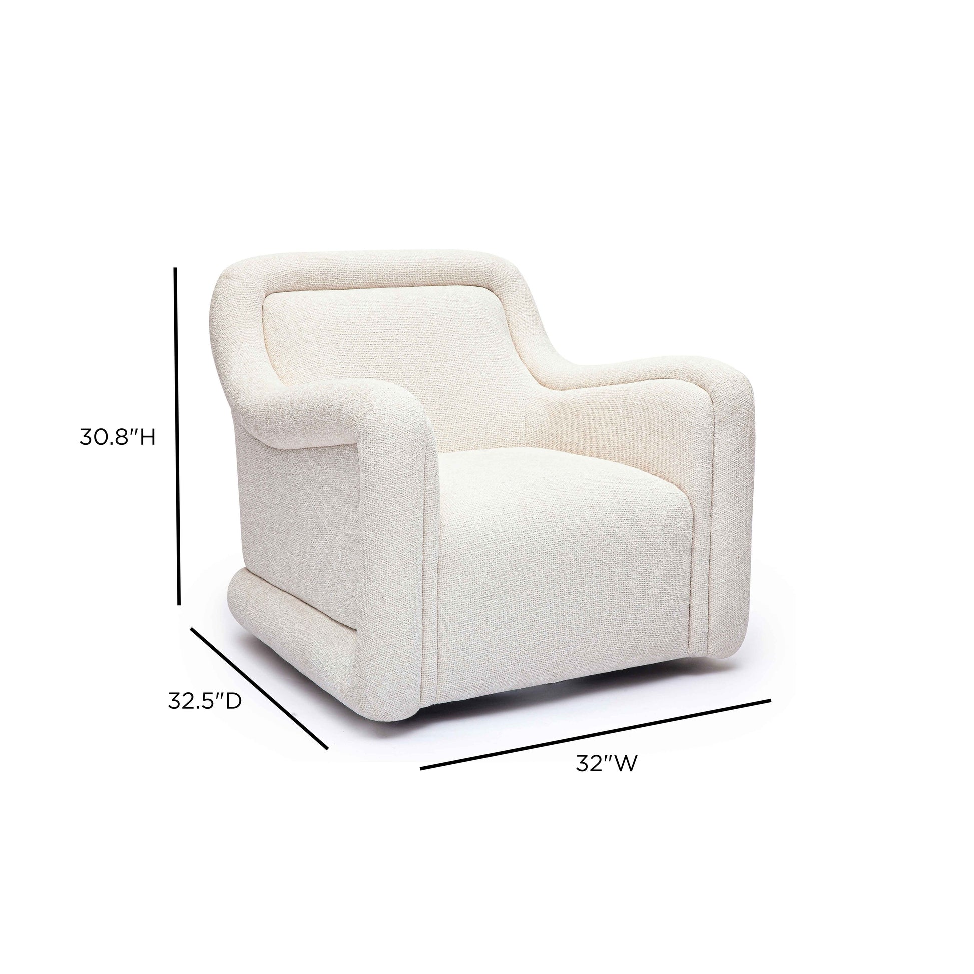 Charli Cream Performance Basketweave Chenille Swivel Chair - Image 7