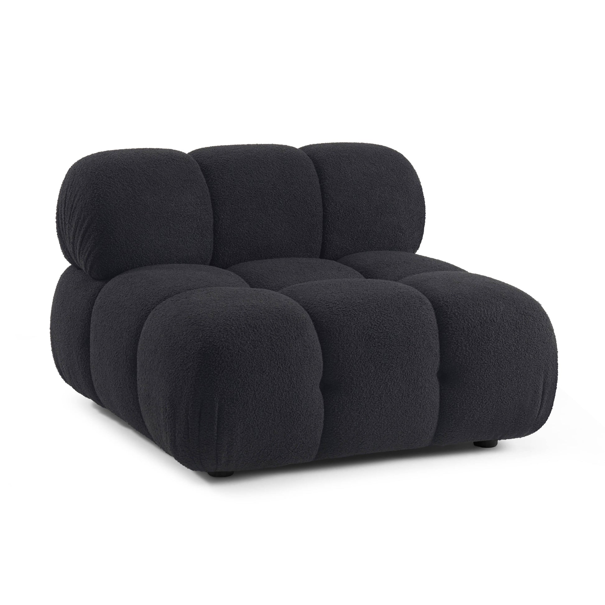 Calliope Performance Vegan Shearling Modular Armless Chair - Black - Image 3