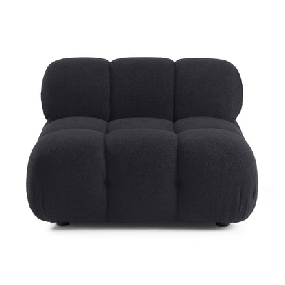 Calliope Performance Vegan Shearling Modular Armless Chair - Black - Image 1