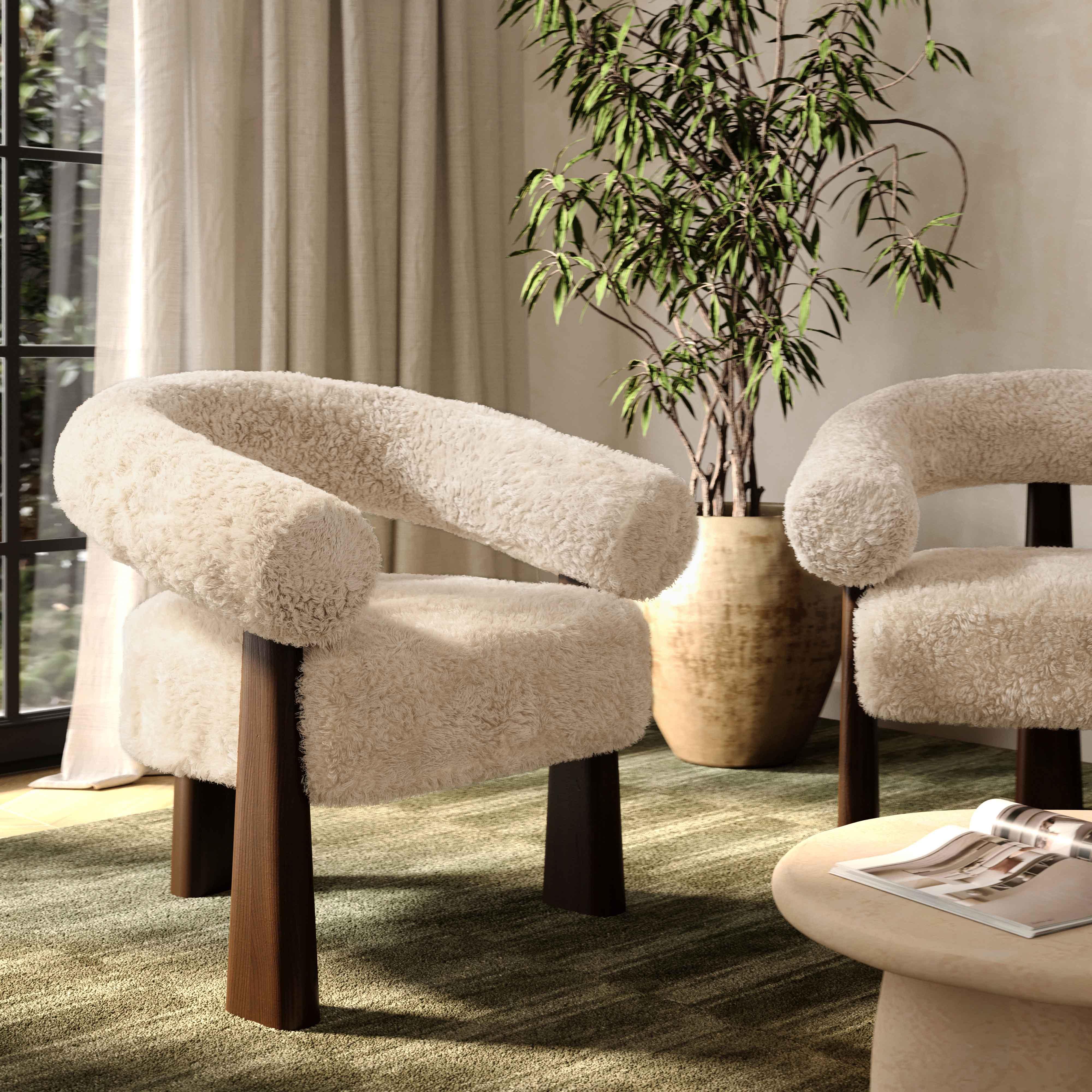 Spara Contract-Grade Straight Vegan Shearling Accent Chair | TOV