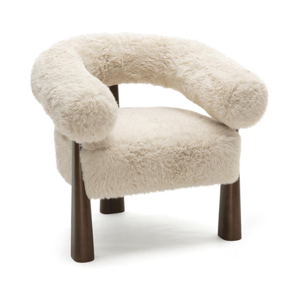 Spara Contract-Grade Straight Vegan Shearling Accent Chair - Natural - Image 1