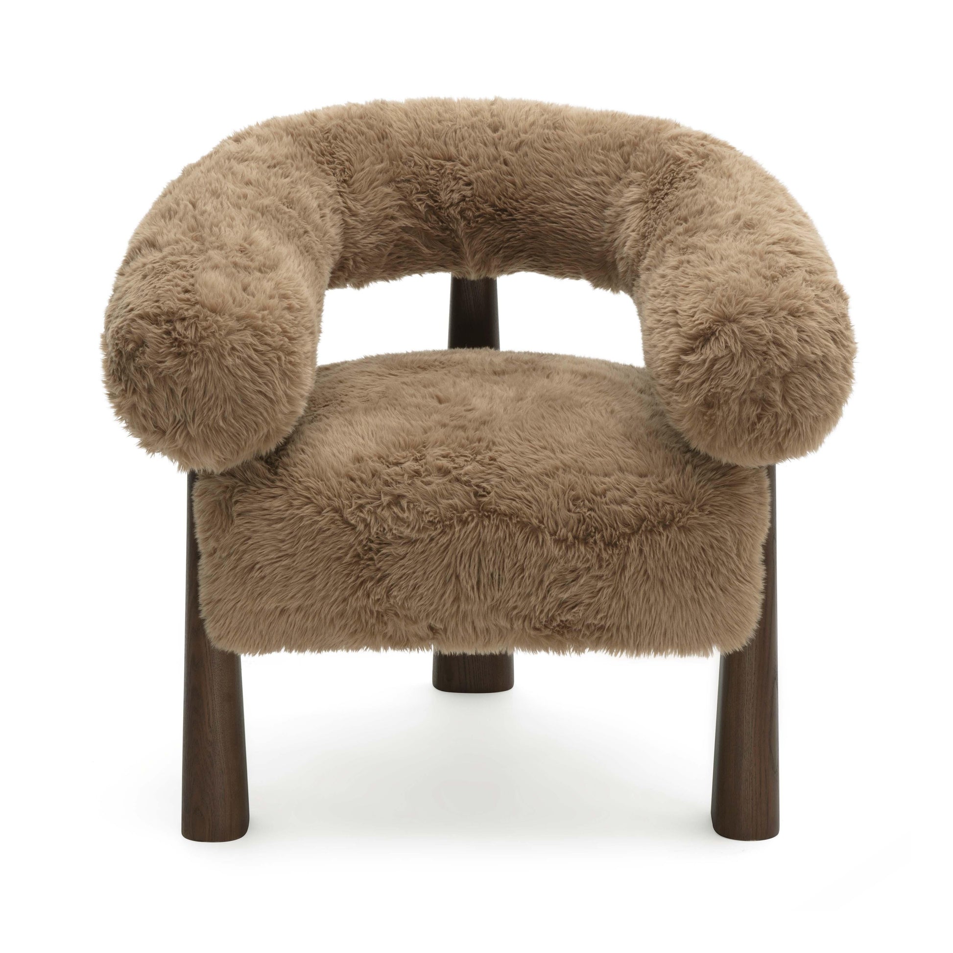 Spara Contract-Grade Straight Vegan Shearling Accent Chair - Taupe - Image 1