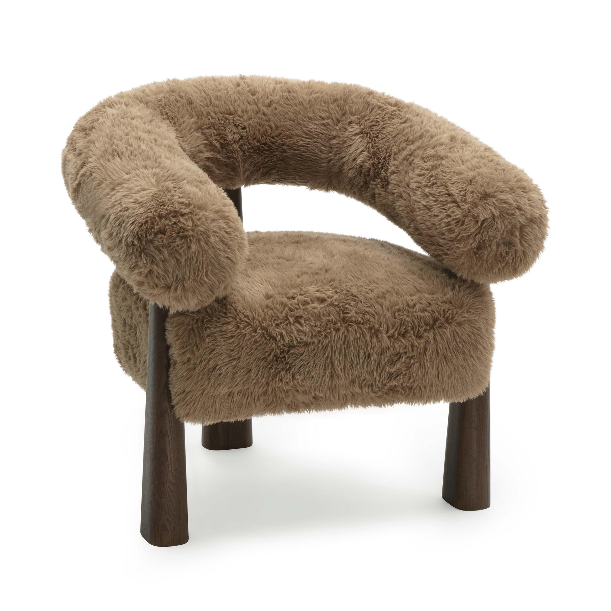Spara Contract-Grade Straight Vegan Shearling Accent Chair - Taupe - Image 2