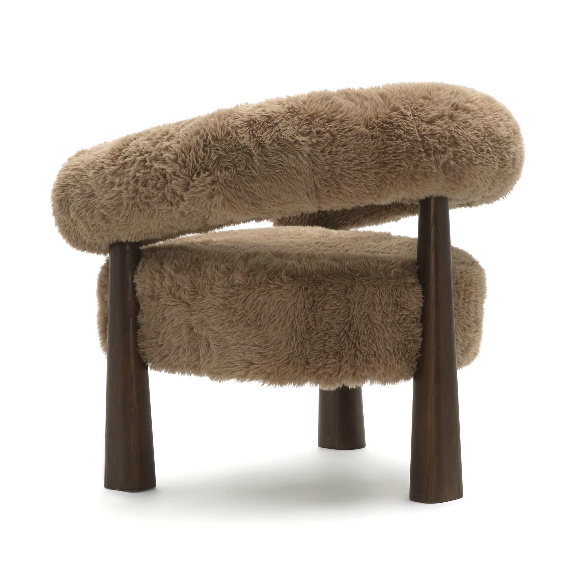 Spara Contract-Grade Straight Vegan Shearling Accent Chair - Taupe - Image 4