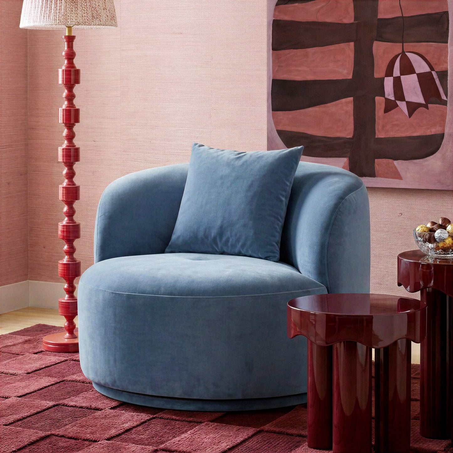 Fickle Swivel Accent Chair - Bluestone - Image 2