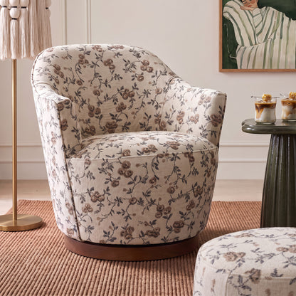 Skyla Swivel Accent Chair - Beige Floral - Image 1