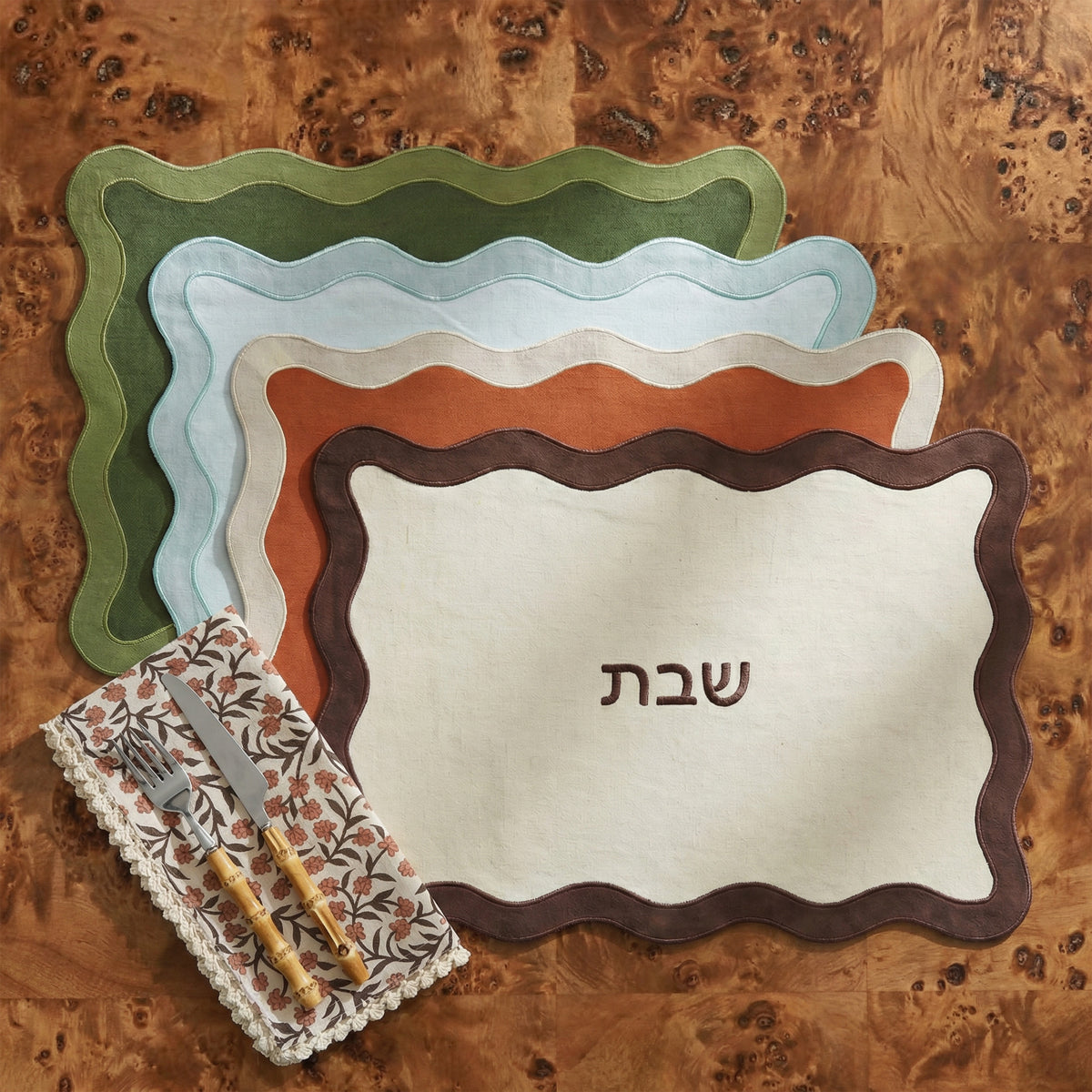Wavy Challah Cover - Green - Image 2