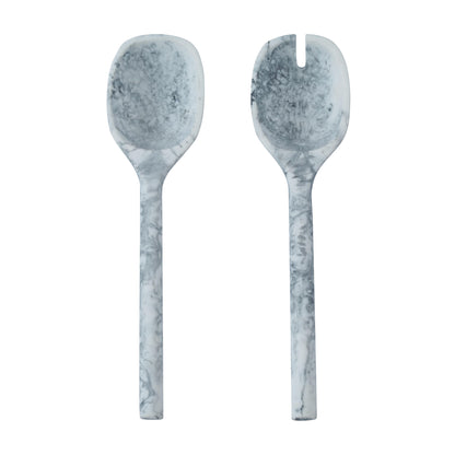 Mera Resin Serving Spoons - Set of 2 - Black and White - Image 1