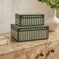 Kora Cotton Jute Contract-Grade Jewelry Box Set - Green Stripes - Image 2