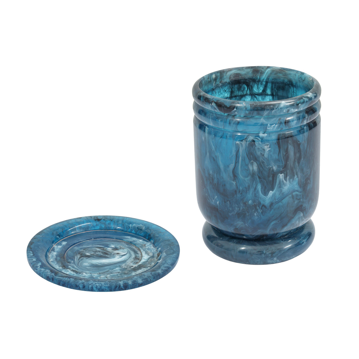 Channeled Swirl Resin Kiddush Cup - Blue - Image 3