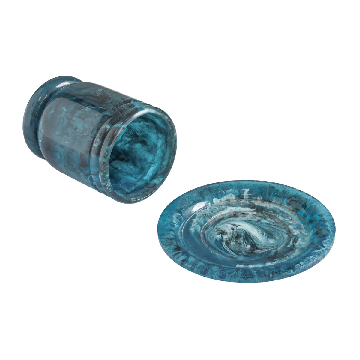 Channeled Swirl Resin Kiddush Cup - Blue - Image 4