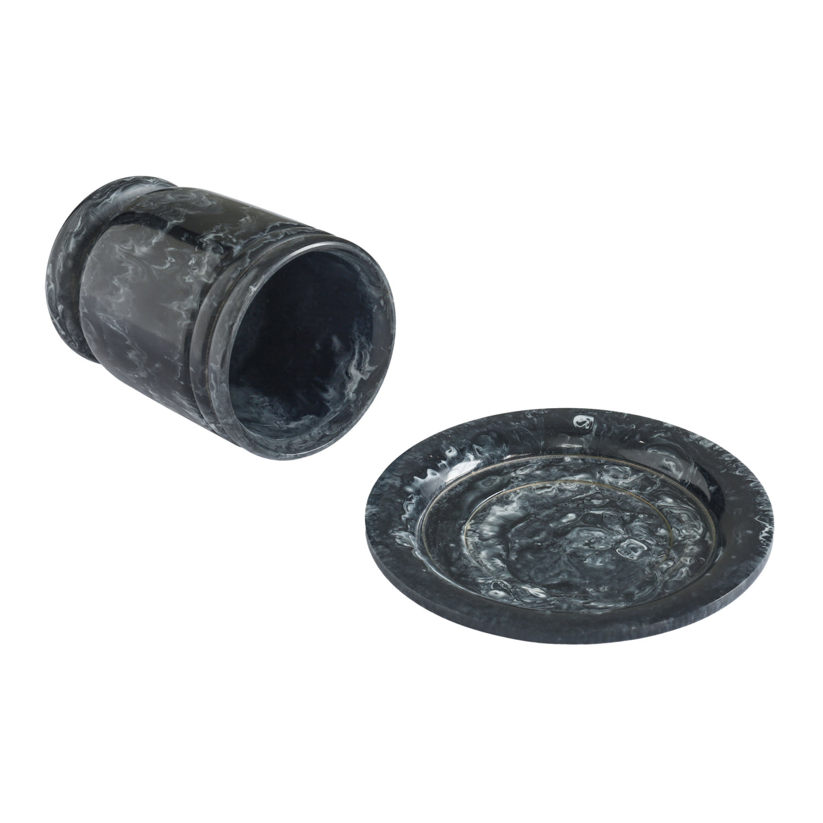 Channeled Swirl Resin Kiddush Cup - Black and White - Image 4