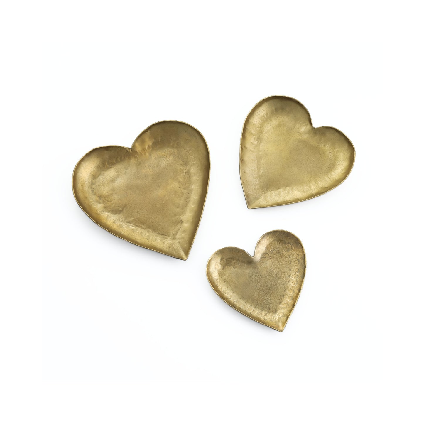 Coeur Brass Hammered Iron Heart-Shaped Catchalls - Set of 3 - Image 1