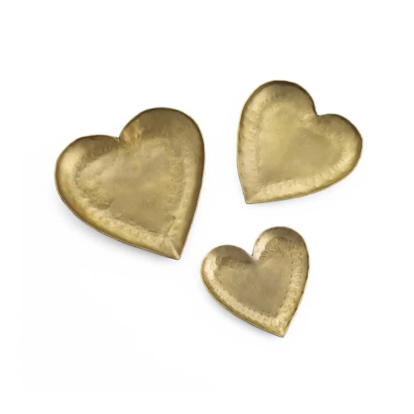 Coeur Brass Hammered Iron Heart-Shaped Catchalls - Set of 3 - Image 1
