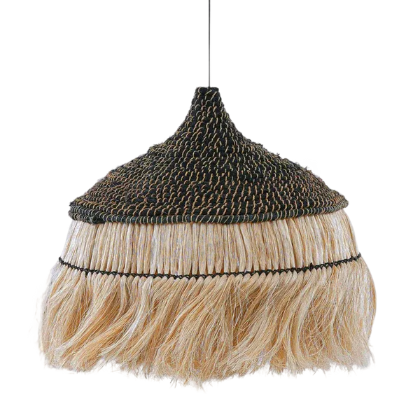 Sula Natural and Black Upcycled Abaca Pendant Lamp