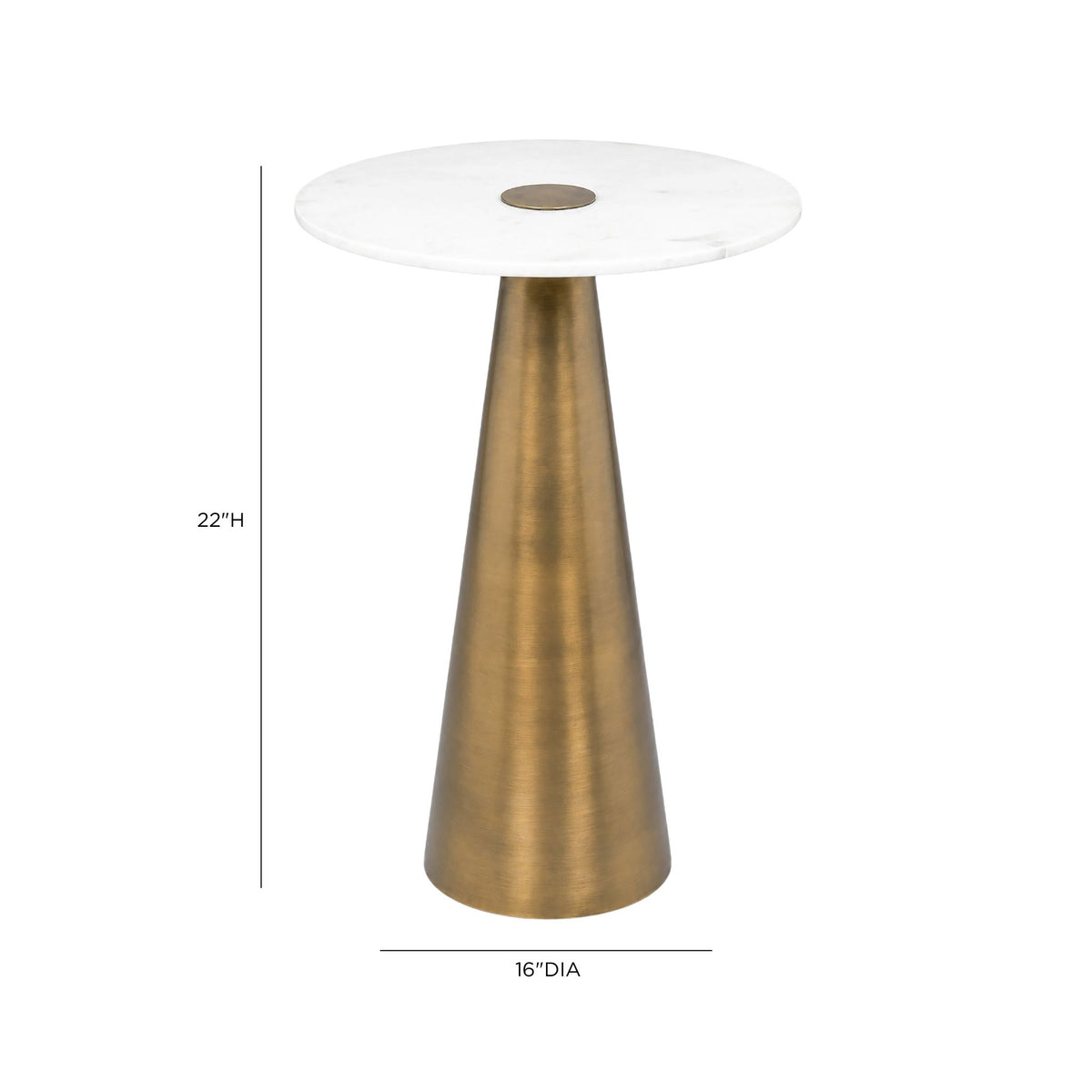 Clement Antique Brass Side Table with White Marble - 16