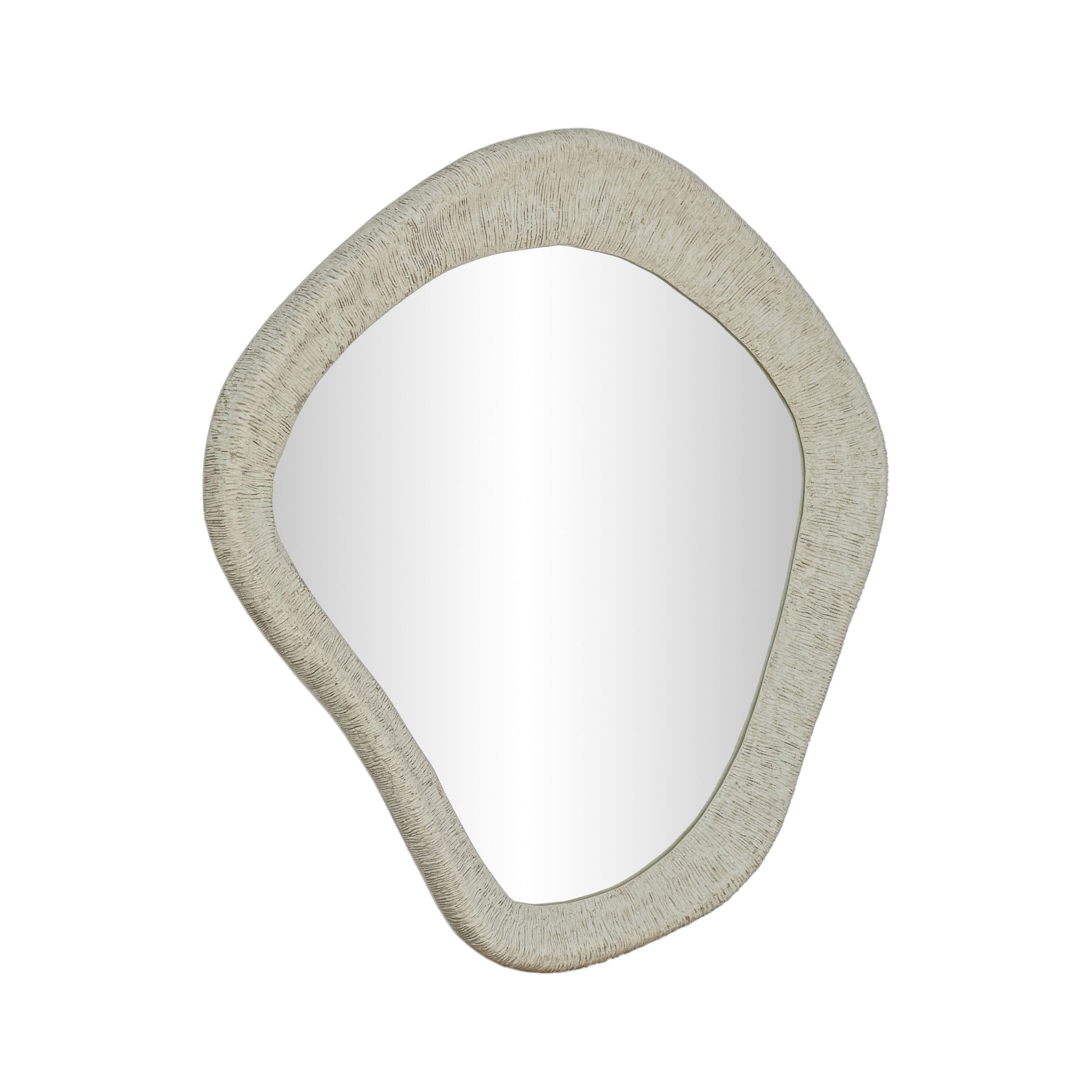 Orpheus 35"X31" Ribbed Faux Stone Wall Mirror - Image 1