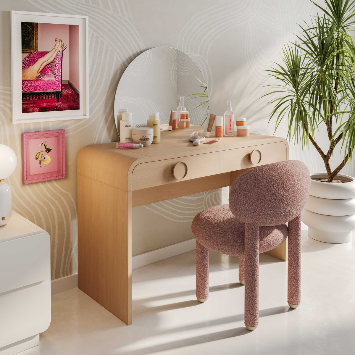 Manu Performance Fabric Side Chair - Pink - Image 8