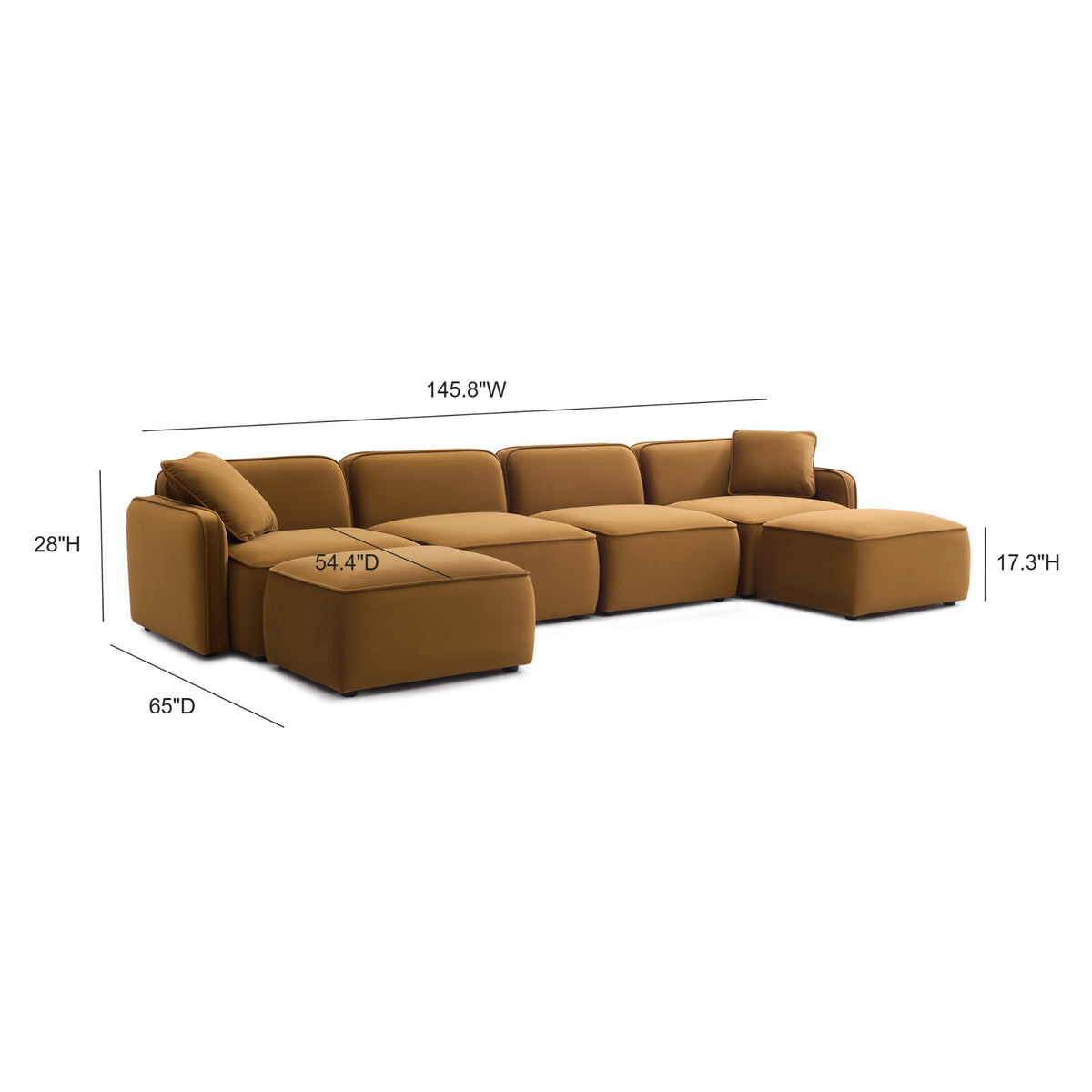 Travie 6-Piece Modular U-Sectional - Honey - Image 5