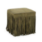 Daphne Square Suede Fringe Ottoman - Olive Green - Image 2