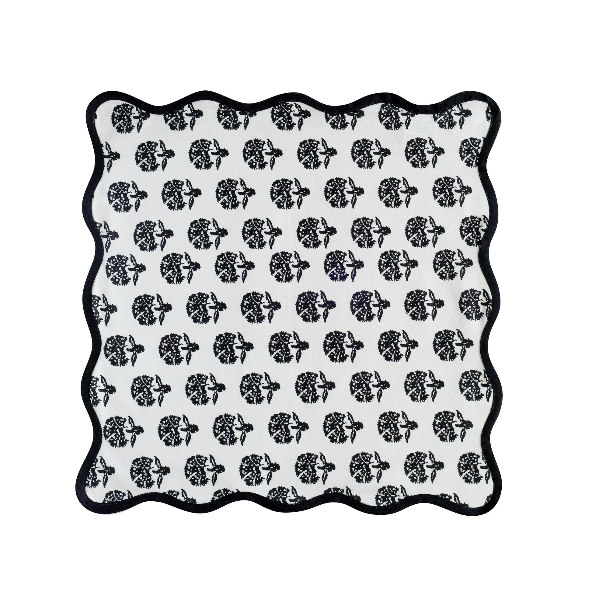 Crissy Cotton Canvas Printed Napkins - Set of 4 - Black Vintage Floral - Image 3