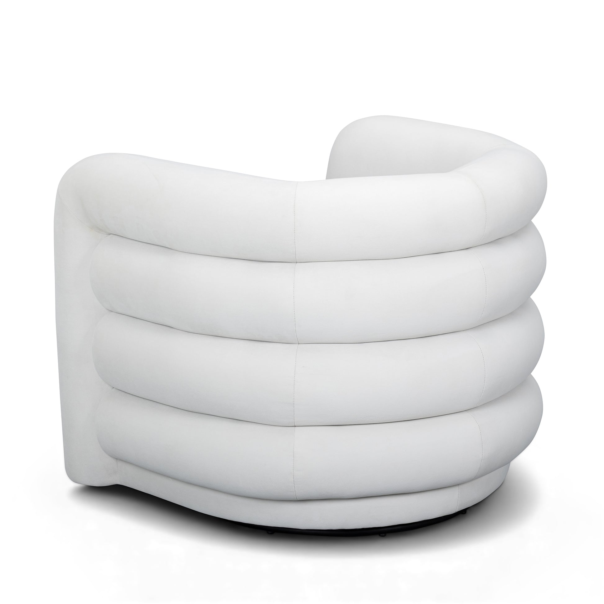 Curves Performance Velvet Swivel Accent Chair - Cream - Image 5