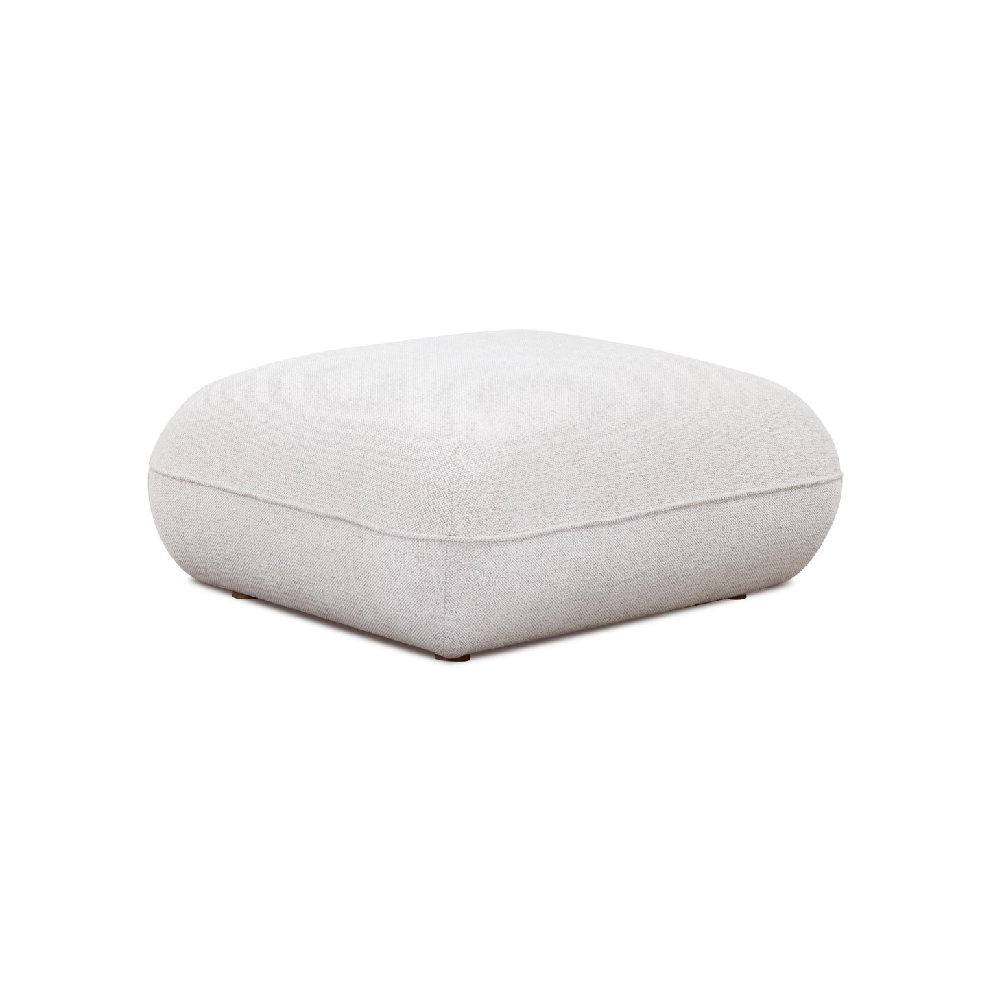 Arezza Stone White Contract-Grade Basketweave Chenille Ottoman - Image 3